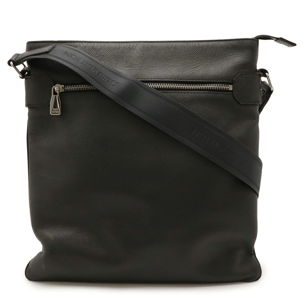 LOUIS VUITTON Taiga Sasha Crossbody Bag Gusset Leather Ardoise Black
